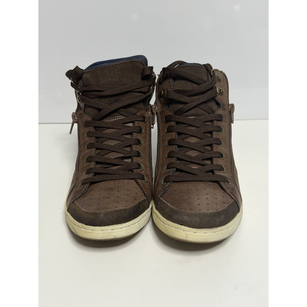 Steve Madden Men's P-Depot Lace up Leather Sneaker Cognac Rust Lea Size 8